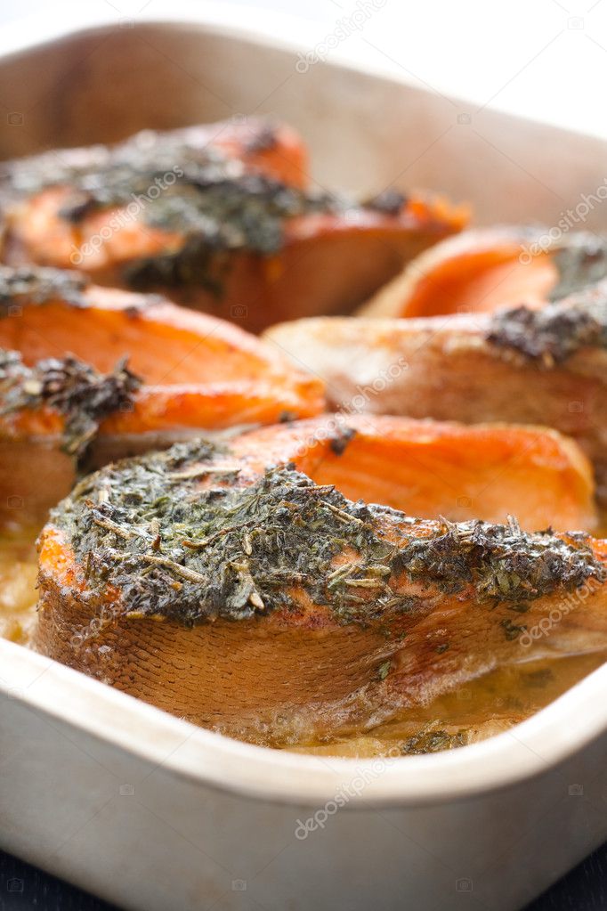 baked fish - stock image