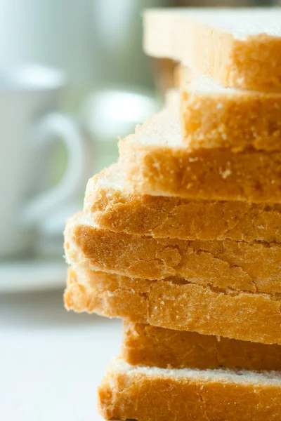 Slices of fresh white bread — Stock Photo, Image