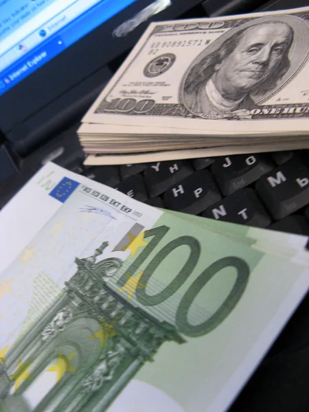 Cash money euró és a dollár — Stock Fotó