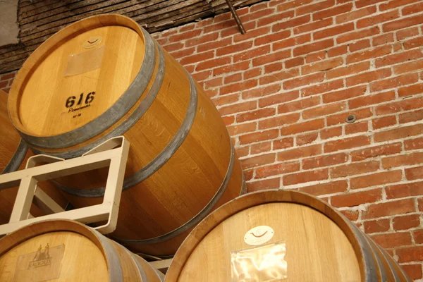 Barricas de vino en bodega —  Fotos de Stock