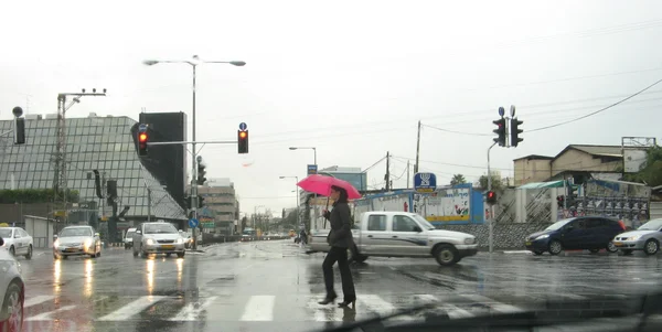Regen stad scène — Stockfoto