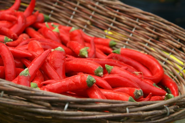 Hot Red Peppers basket — Stock Photo, Image