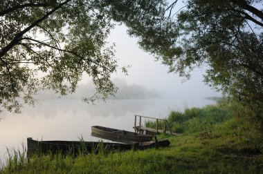 beautiful landscape with a river at sunrise. 