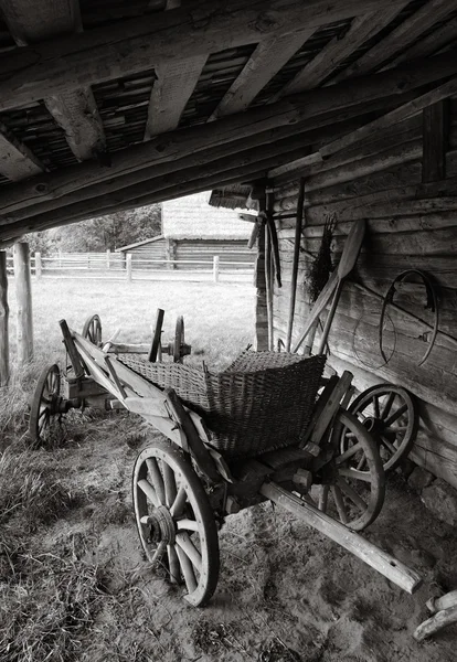 stock image an old wagon with a wooden cart 