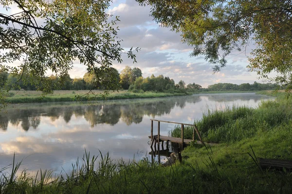 Piękny Krajobraz Rzeką Drzewami Zdjęcia Stockowe bez tantiem