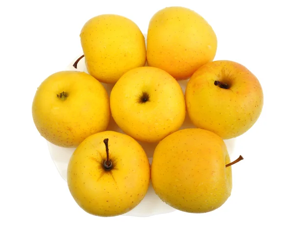 Gele appels, geïsoleerd — Stockfoto