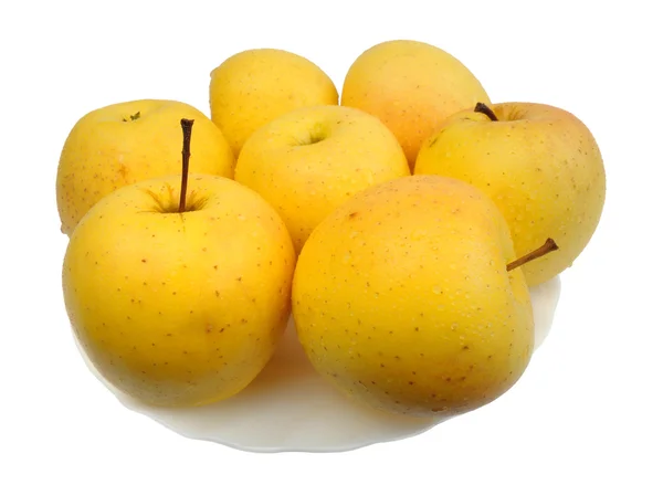 Жовті яблука, ізольовані — стокове фото