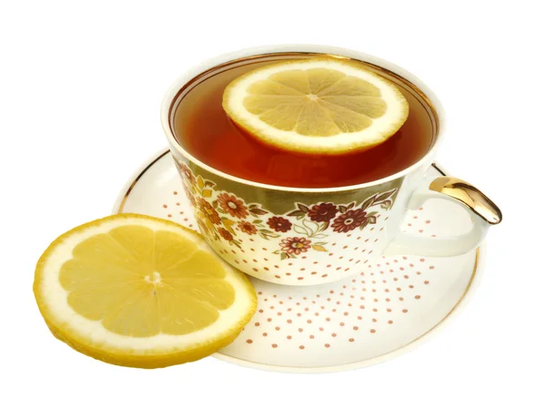 차와 레몬의 조각 잔 — 스톡 사진