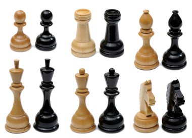 Set of wooden chess pieces clipart