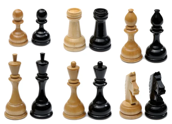 Набор деревянных шахмат — стоковое фото