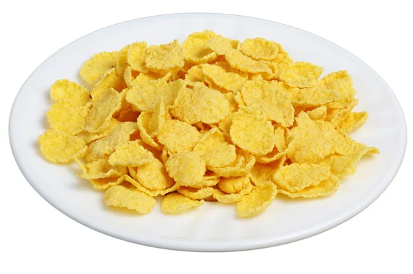 Cornflakes in een witte plaat — Stockfoto