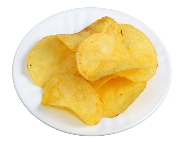 Chips in a white plate — Stock Photo, Image