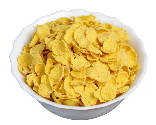 Cornflakes v bílém talíři — Stock fotografie
