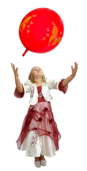 Balon ile oynayan kız. — Stok fotoğraf