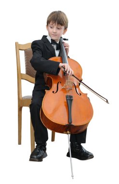Boy playing the cello clipart
