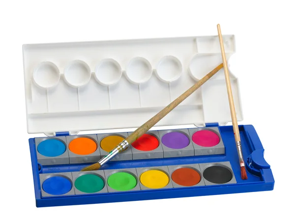 Watercolor paints and brushes — Stock Photo, Image