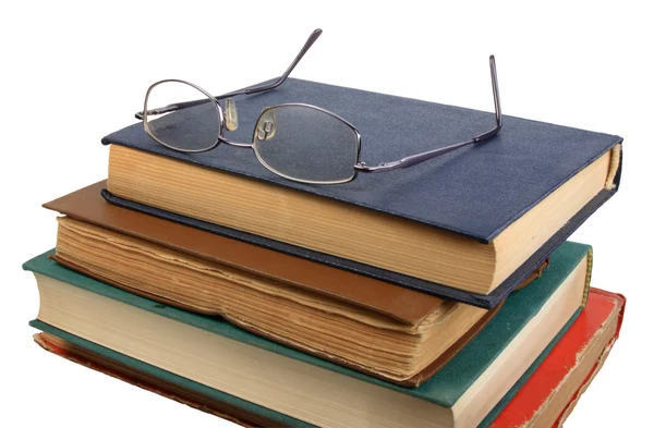Montón Libros Con Gafas —  Fotos de Stock