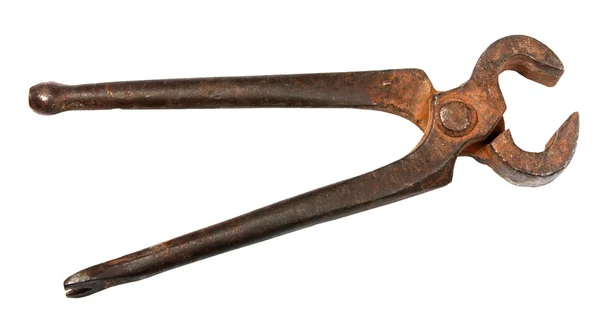 Old Rusty Wrench Handle Isolated White Background — Stock Photo, Image