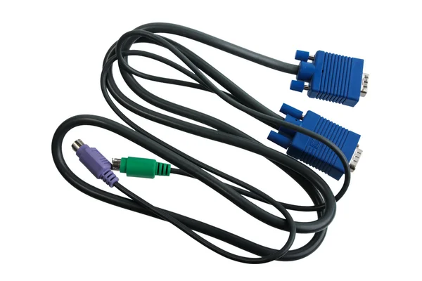 Blue Cable Connector White Background — 스톡 사진