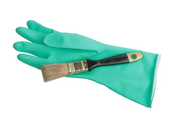 Green Leather Glove Brush — Φωτογραφία Αρχείου