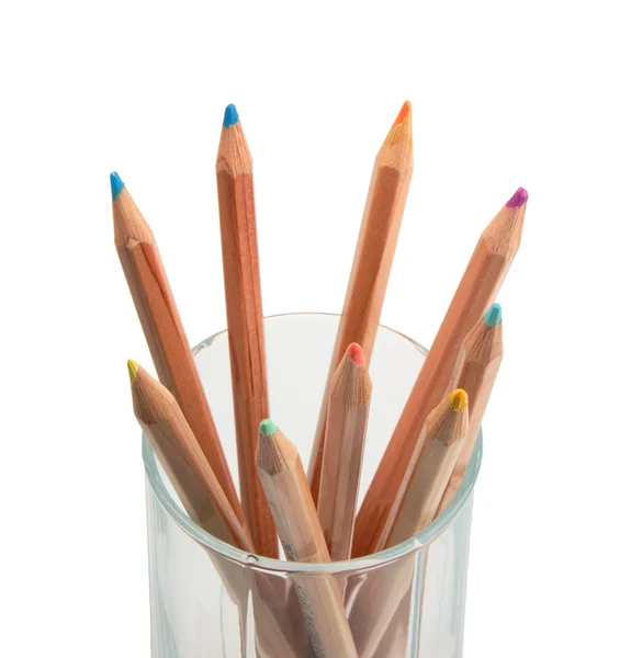 Crayons Couleur Verre Isolé Sur Blanc — Photo