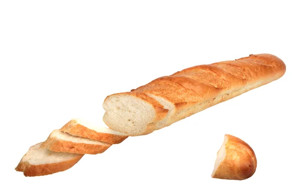 Φέτες Ψωμί Απομονωμένο Λευκό Φόντο — Φωτογραφία Αρχείου
