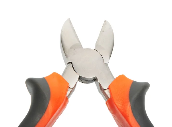 Pair Orange Pliers White Background — Φωτογραφία Αρχείου