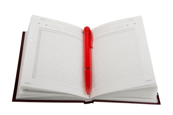 Notebook Red Pages Isolated White Background — Fotografia de Stock