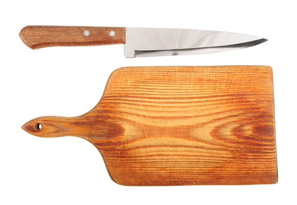 Cutting Board Knife White Background — Stock fotografie