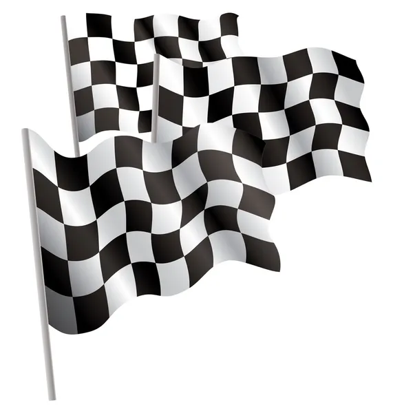 Checkered Flags Waving White Background Vector Illustration — Vetor de Stock
