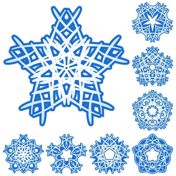 Векторний Набір Значків Сніжинки Зимовому Стилі — стоковий вектор