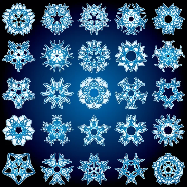 Vector Snowflake Icons Set Blue Background — Vetor de Stock