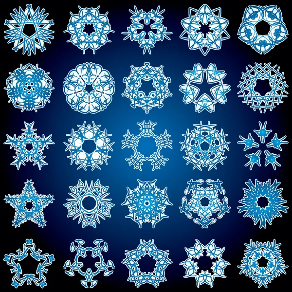 Set Snowflakes Black — стоковый вектор