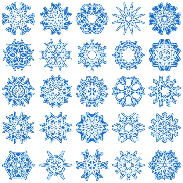 Set Blue Snowflakes — Stock Vector