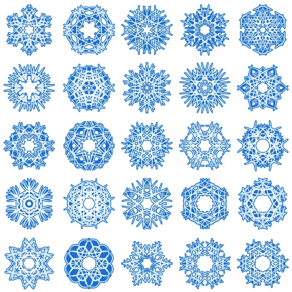 Blue Snowflakes Isolated White Background — Stockvektor