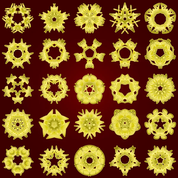 Vector Golden Snowflakes Black Background — Archivo Imágenes Vectoriales