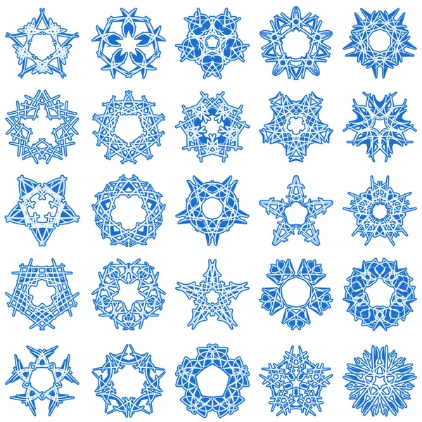Set Snowflakes White Background — Stock Vector