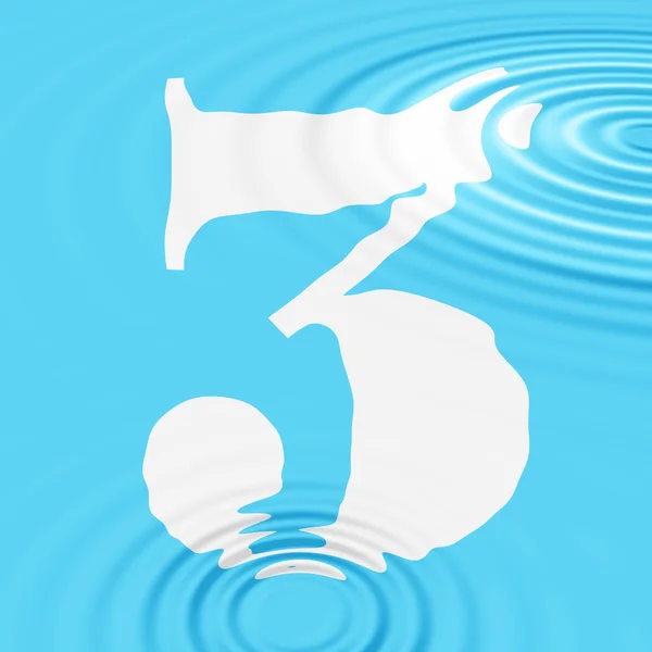 Číslice v modré vodě. rastrový obrázek — Stock fotografie