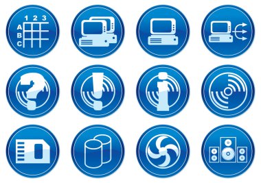 Gadget icons set. White - dark blue pale clipart