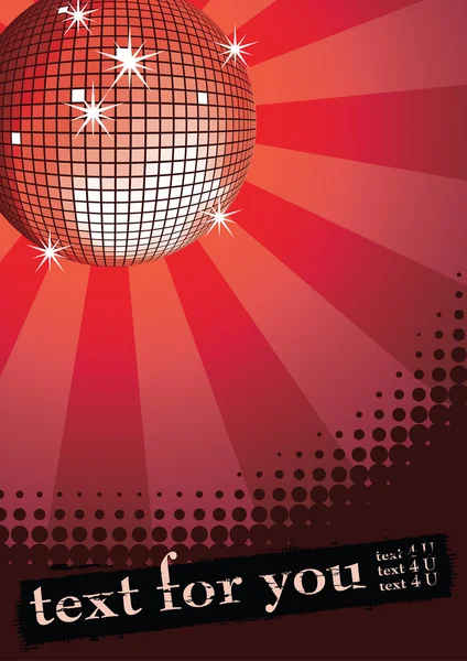 Disco ball on red. — Stock Vector