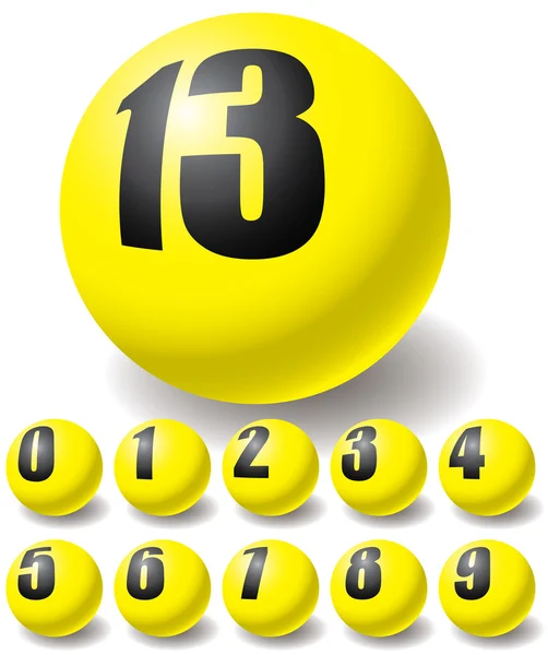 Numerieke gele ballen. — Stockvector