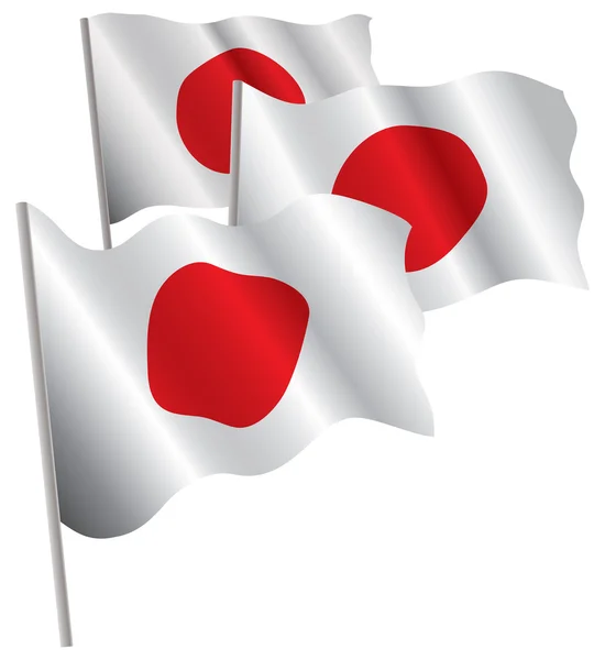 Japán 3d zászló. — Stock Vector