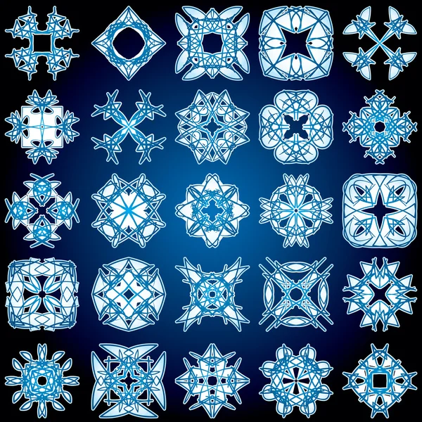 Набір з 25 кристалічний градієнт з чотирма променями — стоковий вектор