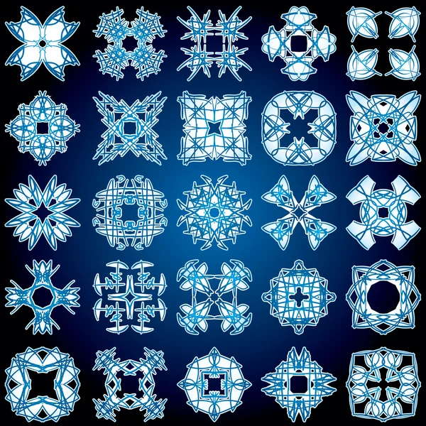 Набір з 25 кристалічний градієнт з чотирма променями — стоковий вектор