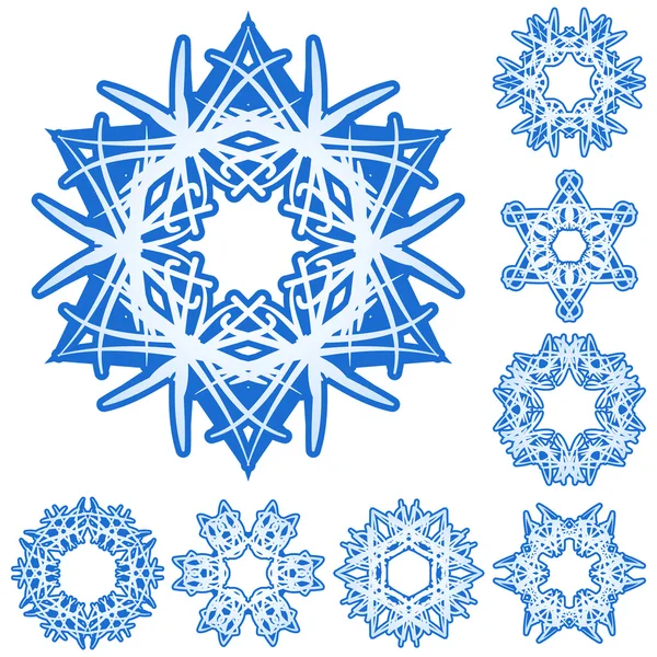 Set of six-rays crystal gradient snowfla — Stock Vector