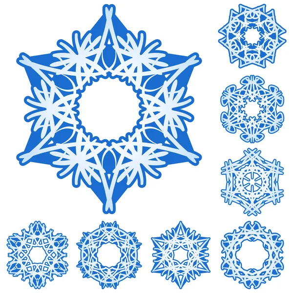 Набор шестилучевых кристаллических градиентов снежинки — стоковый вектор