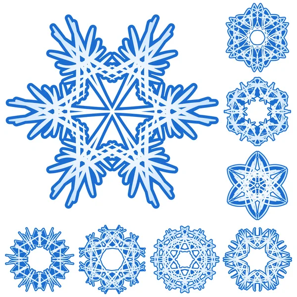 Set van zes-stralen crystal kleurovergang snowfla — Stockvector