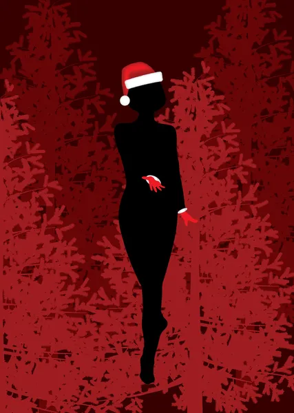 Christmass ragazza silhouette . — Vettoriale Stock