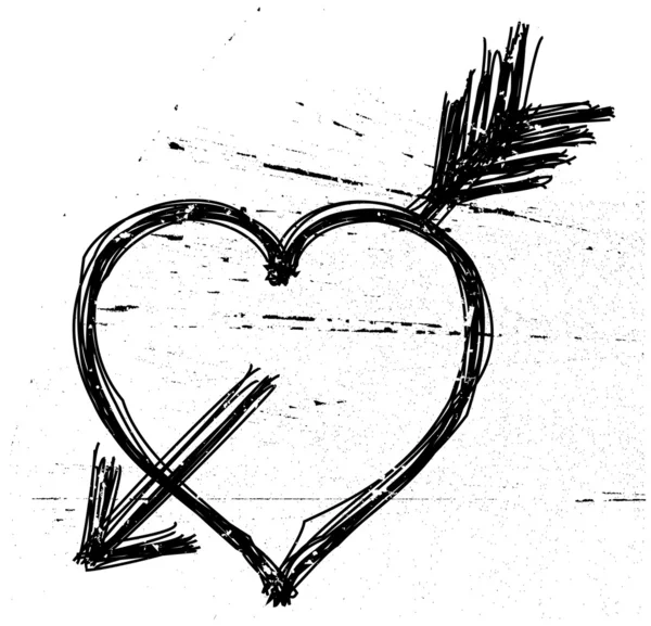 Символ сердца на фоне гранжа . — стоковый вектор