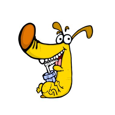 cartoon happy dog with bone  clipart